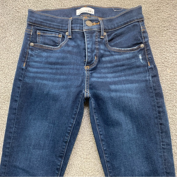 Loft Modern Skinny Jeans Dark Wash  Stretch Rise 8” Inseam 26” Zip Fly 25 Petite - Picture 5 of 7